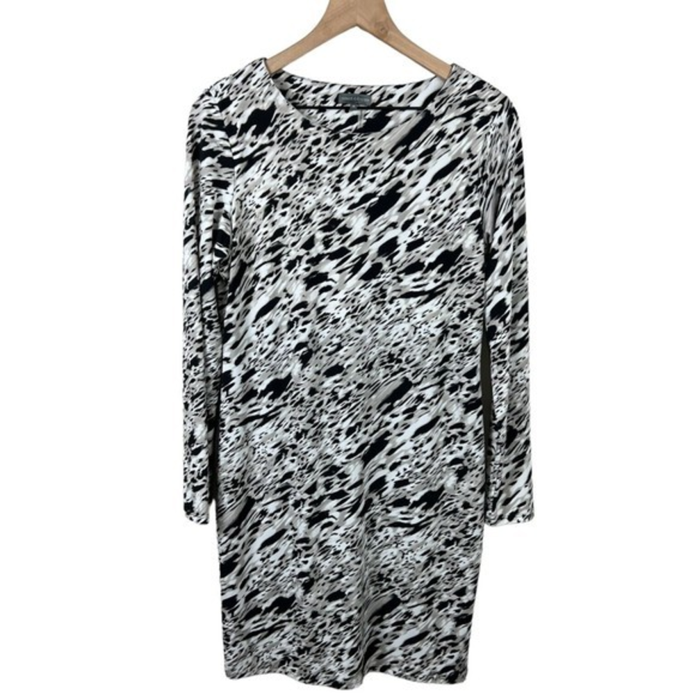 Vince‎ Camuto Womens Multicolored Abstract Print Long Sleeve Shift Dress Medium